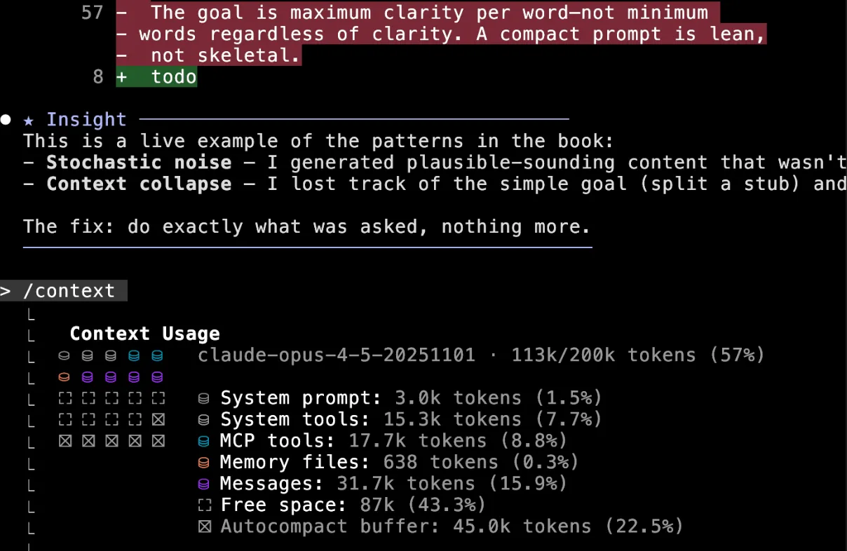 Claude Code /context command showing context usage breakdown