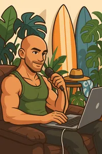 Josh using a Blue Yeti microphone